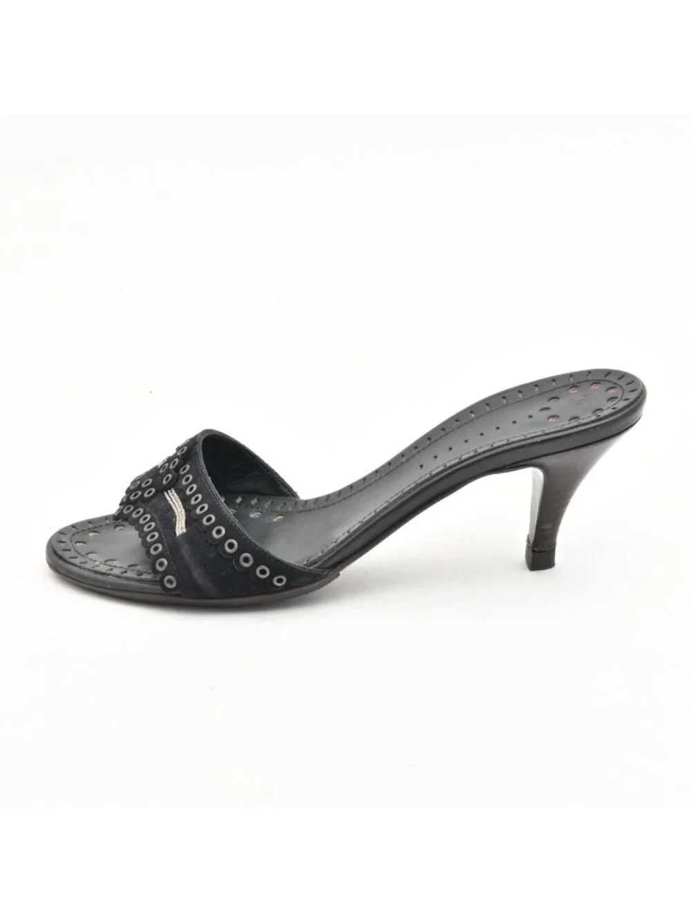 Chanel Mules Black Silver CC Logo